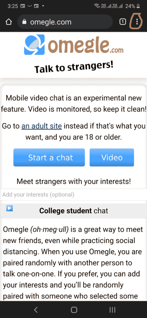 Omegle on Mobile